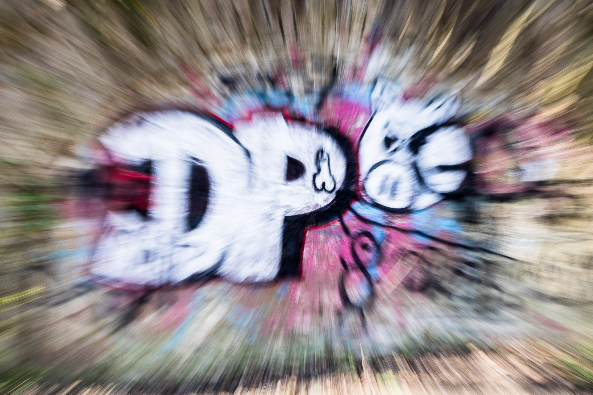 Graffiti bei drehendem Zoom fotografiert. Fotoreportage von photo-genic.